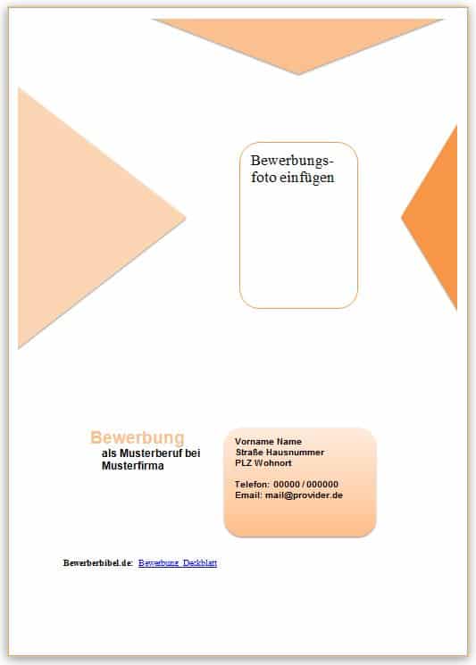 Deckblatt Vorlage im Design Dreieck Orange
